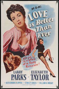 7p541 LOVE IS BETTER THAN EVER 1sh R62 Larry Parks & 3 great images of sexy Elizabeth Taylor!