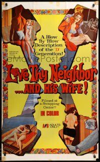7p546 LOVE THY NEIGHBOR & HIS WIFE 26x42 1sh '70 Mike Hunt, Ann Dee, Laura Canyon, wife-swapping!