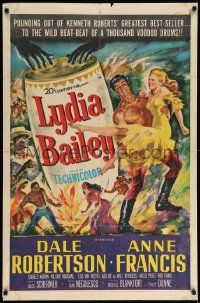 7p549 LYDIA BAILEY 1sh '52 Dale Robertson & Anne Francis dance to the beat of voodoo drums!