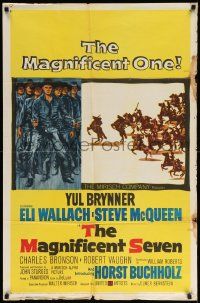 7p552 MAGNIFICENT SEVEN 1sh '60 Yul Brynner, Steve McQueen, 7 Samurai cowboy remake!