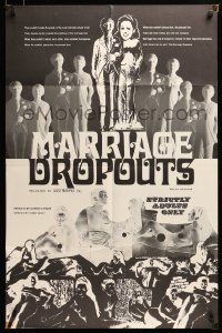 7p569 MARRIAGE DROPOUTS 25x38 1sh '69 only a temporary remedy for their depraved fantasies!