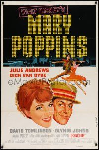 7p571 MARY POPPINS style A 1sh R73 Julie Andrews & Dick Van Dyke in Walt Disney's musical classic!