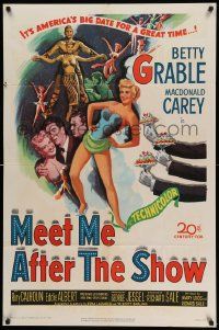 7p575 MEET ME AFTER THE SHOW 1sh '51 artwork of sexy dancer Betty Grable & top cast members!