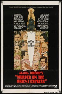 7p606 MURDER ON THE ORIENT EXPRESS 1sh '74 Agatha Christie, great art of cast by Richard Amsel!