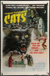 7p634 NIGHT OF A THOUSAND CATS 1sh '74 Anjanette Comer, Zulma Faiad, cool horror art!