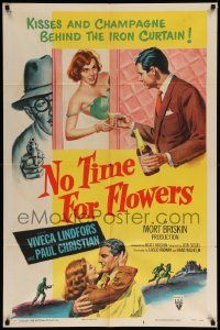 7p639 NO TIME FOR FLOWERS style A 1sh '53 art of sexy Commie Viveca Lindfors, Don Siegel directed!