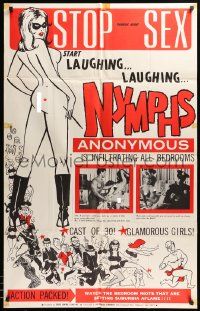 7p645 NYMPHS ANONYMOUS 1sh '68 watch the bedroom riots that are setting suburbia aflame!