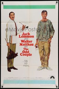 7p647 ODD COUPLE 1sh '68 art of best friends Walter Matthau & Jack Lemmon by Robert McGinnis!
