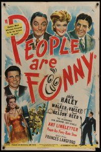 7p677 PEOPLE ARE FUNNY style A 1sh '45 Jack Haley, Rudy Valee, Helen Walker, Ozzie Nelson!