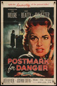 7p698 POSTMARK FOR DANGER 1sh '56 Terry Moore is hunted by the postcard killer!