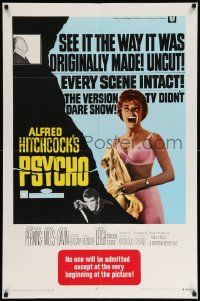 7p709 PSYCHO 1sh R69 sexy half-dressed Janet Leigh, Anthony Perkins, Alfred Hitchcock classic!