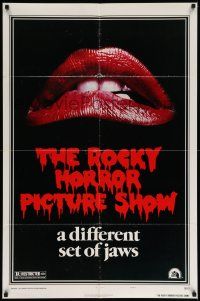 7p743 ROCKY HORROR PICTURE SHOW style A 1sh '75 close up lips image, a different set of jaws!