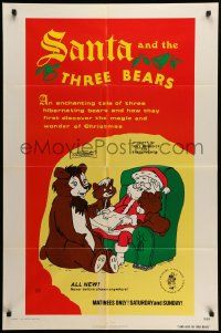 7p752 SANTA & THE THREE BEARS 1sh '70 Christmas cartoon, cute Holiday artwork!