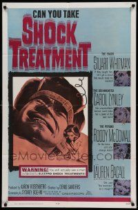 7p785 SHOCK TREATMENT 1sh '64 you actually see a man subjected to electroshock treatments!