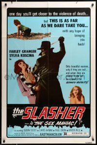 7p805 SLASHER 1sh '74 Farley Granger is the sex maniac who kills only beautiful women!