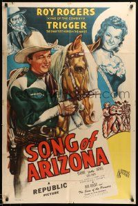 7p818 SONG OF ARIZONA 1sh '46 Roy Rogers & Trigger, Dale Evans, Gabby Hayes