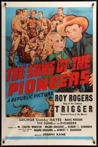 7p820 SONS OF THE PIONEERS 1sh R55 art of Roy Rogers King of the Cowboys, Maris Wrixon