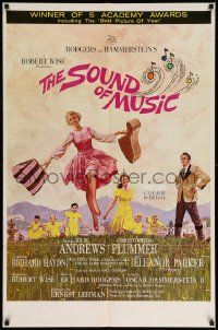 7p822 SOUND OF MUSIC awards 1sh '65 classic Terpning art of Julie Andrews & top cast!