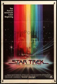 7p832 STAR TREK 1sh '79 cool art of Shatner, Nimoy, Khambatta and Enterprise by Bob Peak!