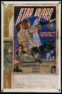 7p834 STAR WARS NSS style D 1sh 1978 George Lucas sci-fi epic, art by Drew Struzan & Charles White!