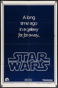 7p838 STAR WARS style B teaser 1sh '77 classic title, a long time ago in a galaxy far, far away...