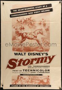 7p844 STORMY 1sh '54 cool artwork of Walt Disney thoroughbred horse!
