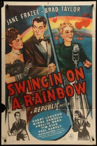 7p861 SWINGIN' ON A RAINBOW 1sh '45 Jane Frazee, Brad Taylor, great art of radio stars!
