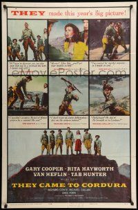 7p885 THEY CAME TO CORDURA 1sh '59 Gary Cooper, Rita Hayworth, Tab Hunter, Van Heflin!
