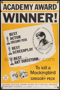 7p904 TO KILL A MOCKINGBIRD awards 1sh '63 Gregory Peck classic, from Harper Lee's famous novel!