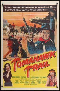 7p910 TOMAHAWK TRAIL 1sh '57 Chuck Connors, John Smith, western!