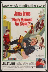 7p964 WHO'S MINDING THE STORE 1sh '63 Jerry Lewis is the unhandiest handyman, Jill St. John