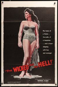 7p965 WICKED GO TO HELL 1sh '60 sexy Marina Vlady has the body of a Venus, Miss Body of 1960!