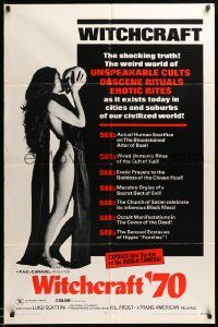 7p972 WITCHCRAFT '70 1sh '70 Italian horror, image of sexy nearly-naked girl kissing skull!