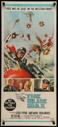 7r295 BLUE MAX Aust daybill '66 different art of WWI fighter pilot George Peppard in airplane!
