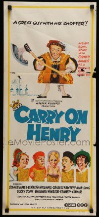 7r311 CARRY ON HENRY VIII Aust daybill '72 Sidney James, Gerald Thomas historic English comedy