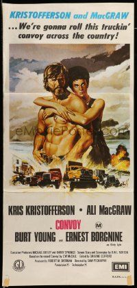 7r318 CONVOY Aust daybill '78 art of barechested trucker Kris Kristofferson & sexy Ali McGraw!