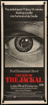 7r321 DAY OF THE JACKAL Aust daybill '73 Fred Zinnemann assassination classic, killer Edward Fox!