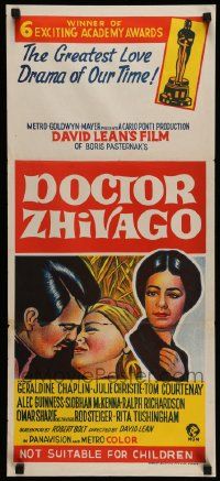 7r330 DOCTOR ZHIVAGO Aust daybill '65 Omar Sharif, Julie Christie, cool artwork, David Lean!