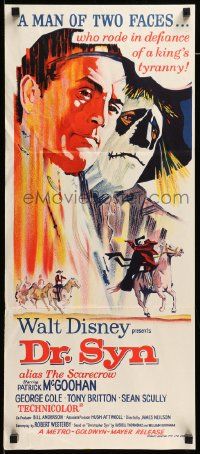 7r332 DR. SYN ALIAS THE SCARECROW Aust daybill '62 Walt Disney, Patrick McGoohan as scarecrow!