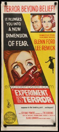 7r341 EXPERIMENT IN TERROR Aust daybill '62 Ford, Remick, more tension than the heart can bear!