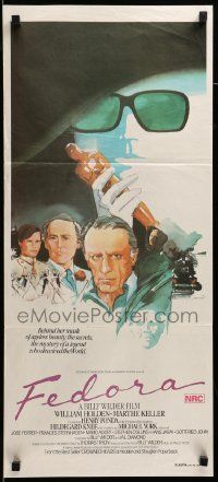 7r349 FEDORA Aust daybill '78 Billy Wilder directed, William Holden, Ro art of top cast!