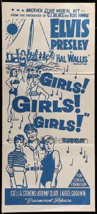 7r371 GIRLS GIRLS GIRLS Aust daybill R60s swingin' Elvis Presley, Stella Stevens & sexy girls!