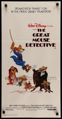 7r377 GREAT MOUSE DETECTIVE Aust daybill '86 Walt Disney's crime-fighting Sherlock Holmes cartoon!