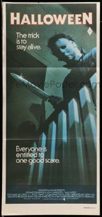 7r380 HALLOWEEN Aust daybill '79 John Carpenter classic, great image, the trick is to stay alive!