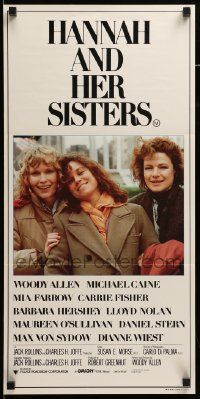 7r381 HANNAH & HER SISTERS Aust daybill '86 Allen directed, Mia Farrow, Weist & Barbara Hershey!