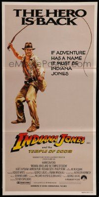 7r392 INDIANA JONES & THE TEMPLE OF DOOM Aust daybill '84 hero Harrison Ford is back!