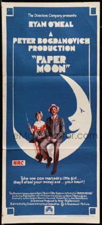 7r426 PAPER MOON Aust daybill '73 great image of smoking Tatum O'Neal with dad Ryan O'Neal!