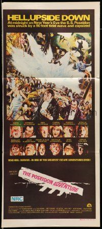 7r431 POSEIDON ADVENTURE Aust daybill '72 Gene Hackman & Stella Stevens escaping by Mort Kunstler!