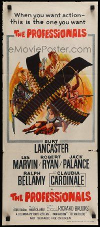 7r433 PROFESSIONALS Aust daybill R71 art of Lancaster, Lee Marvin & sexy Claudia Cardinale!
