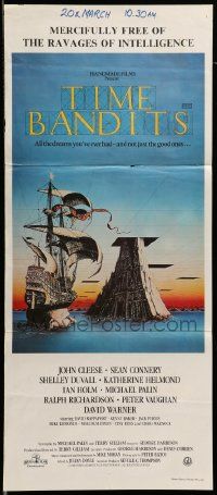 7r495 TIME BANDITS Aust daybill '81 John Cleese, Sean Connery, art by director Terry Gilliam!